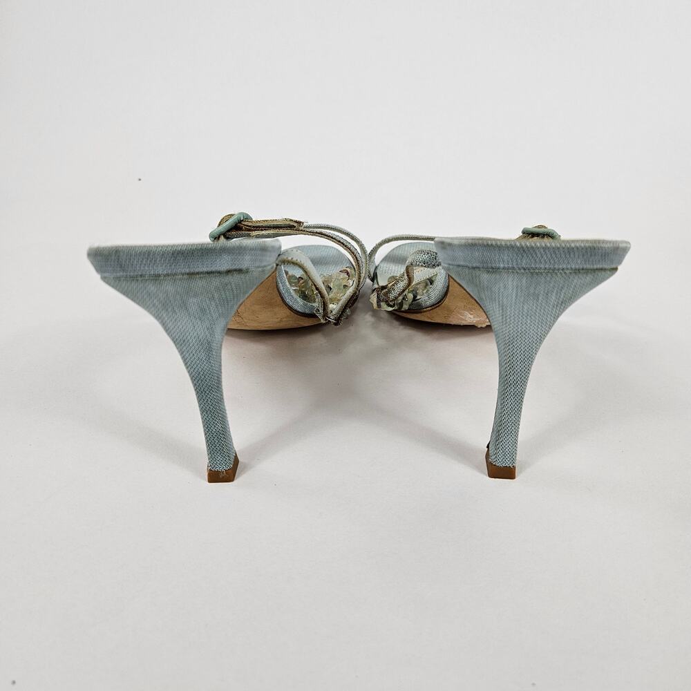 Y2k Manolo Blahnik Heels Crystal Denim Strappy Vintage - Size 36 (5.5) - Picture 6 of 9